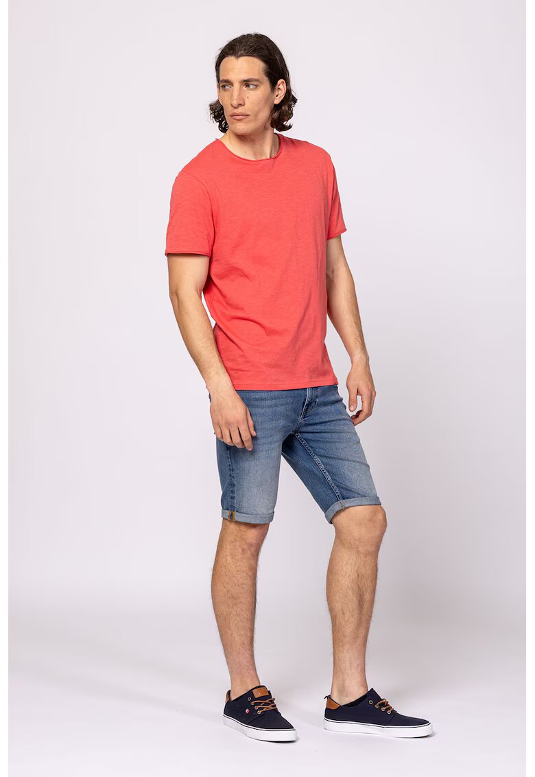 Heavy Tools Tricou din bumbac cu decolteu la baza gatului - Coral