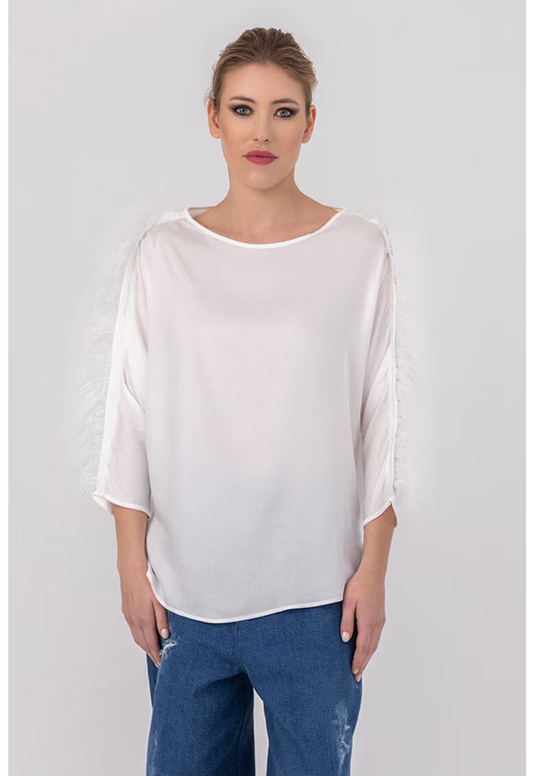HELENE GALWAS Bluza cu aplicatii cu pene Abba - Alb optic