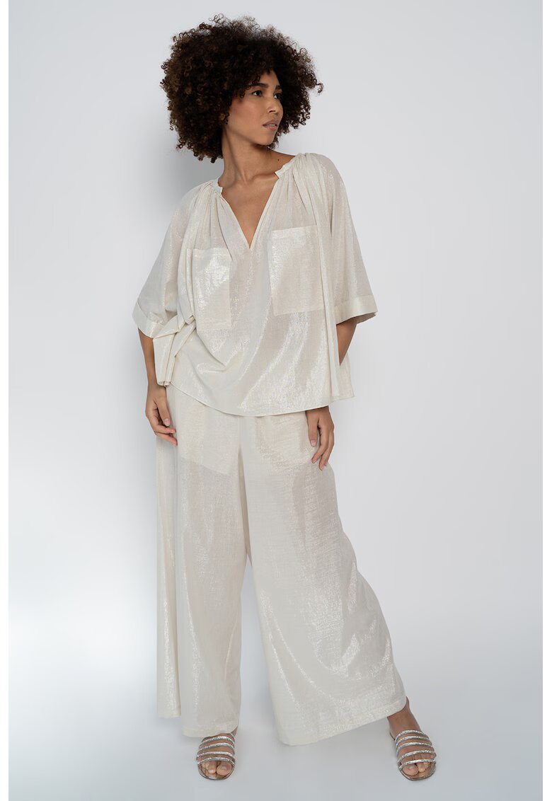 HELENE GALWAS Bluza cu buzunare pe piept Giovanna - Crem