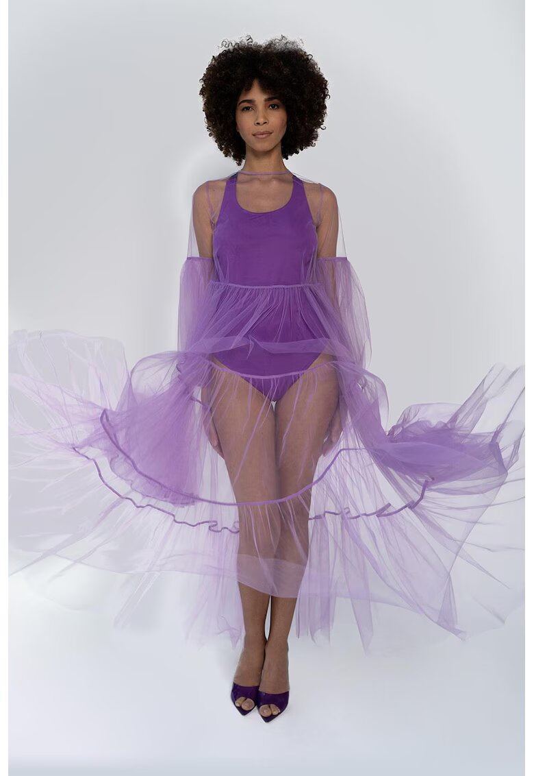 HELENE GALWAS Rochie maxi din tul transparent Alena - Ametist