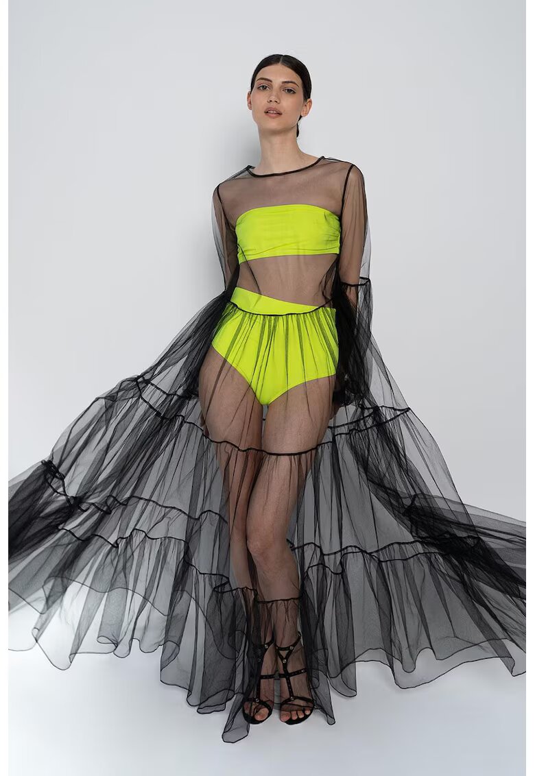 HELENE GALWAS Rochie maxi din tul transparent Alena - Negru