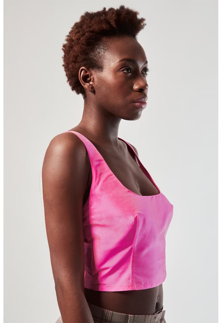HELENE GALWAS Top crop de matase Flavia - Roz aprins