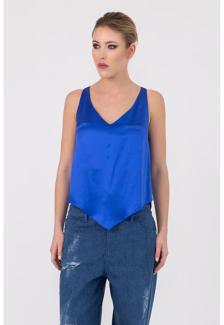 HELENE GALWAS Top de matase Ilayda - Albastru royal