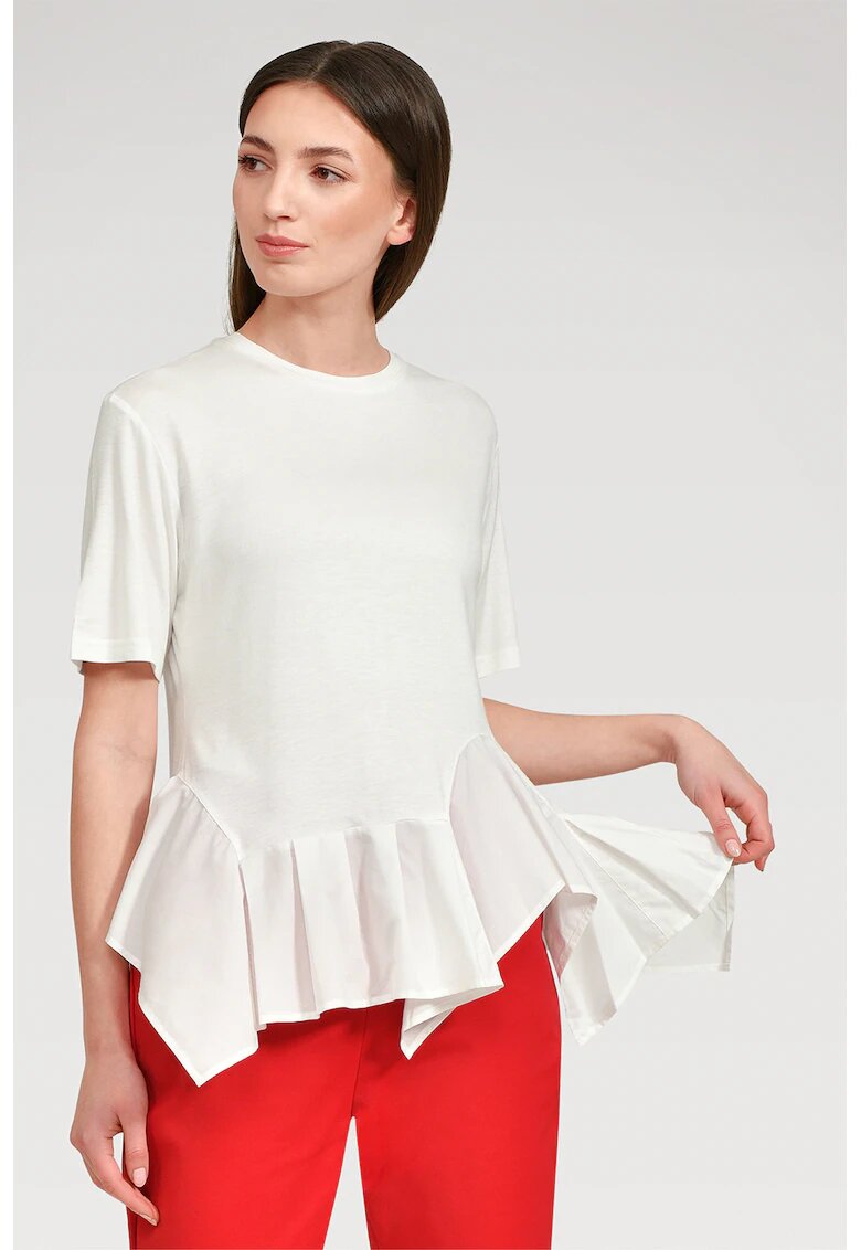 HELENE GALWAS Tricou asimetric Flo - Alb optic