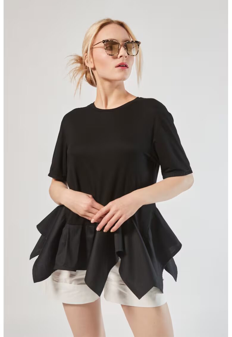 HELENE GALWAS Tricou asimetric Flo - Negru