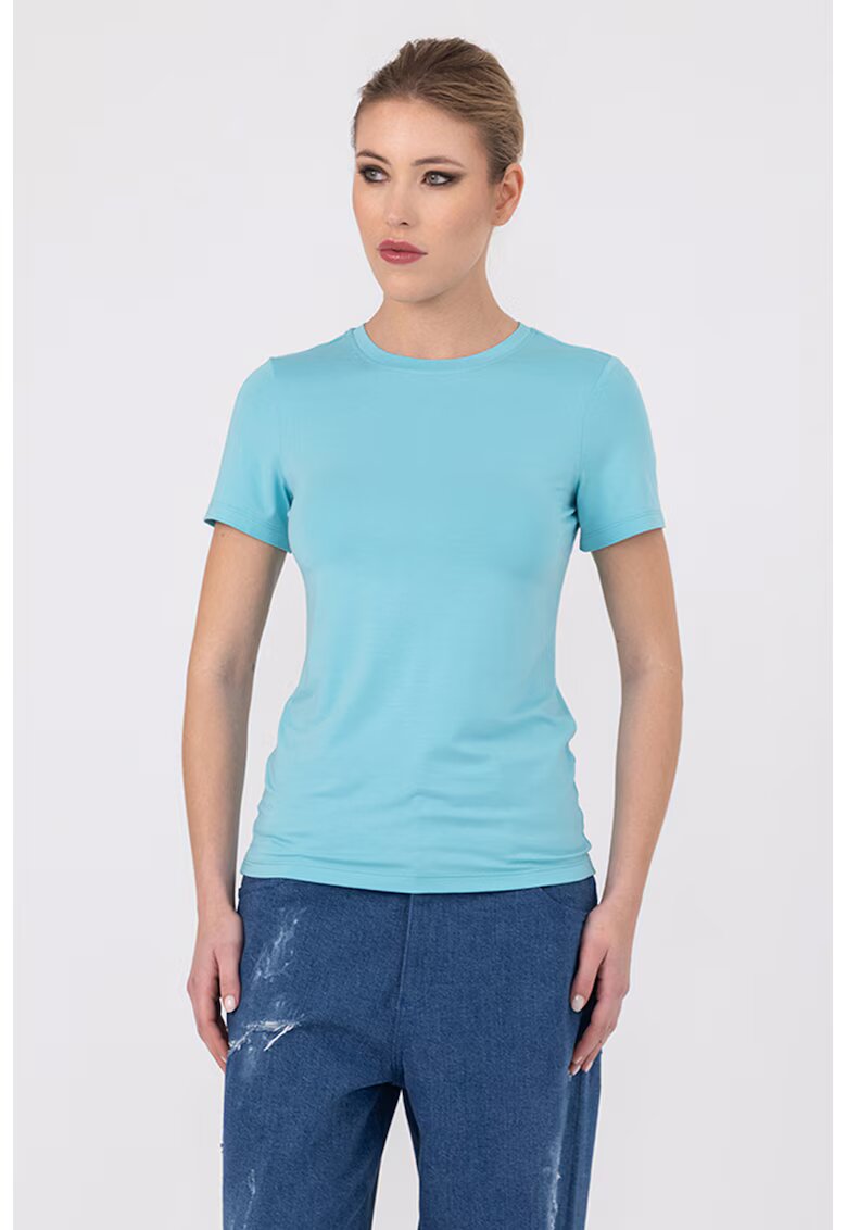 HELENE GALWAS Tricou cu decolteu rotund Franca - Albastru pastel