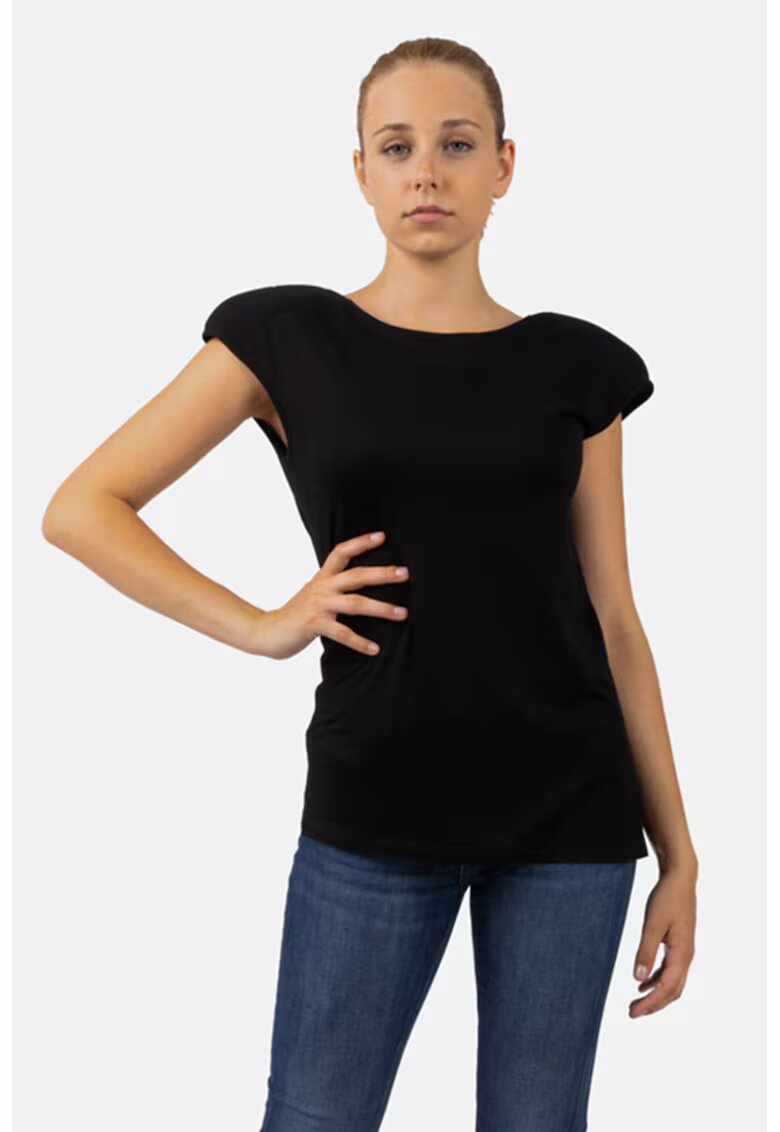 HELENE GALWAS Tricou cu umeri intariti Bea - Negru