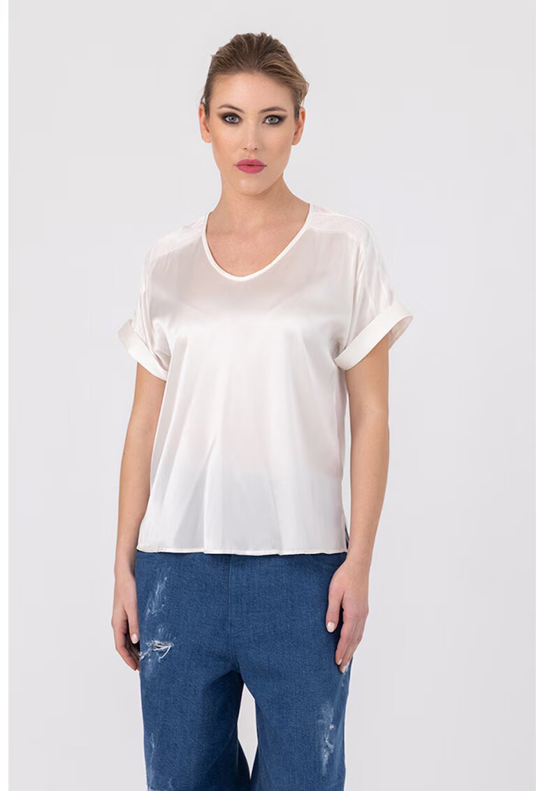 HELENE GALWAS Tricou din amestec de matase Ava - Alb optic