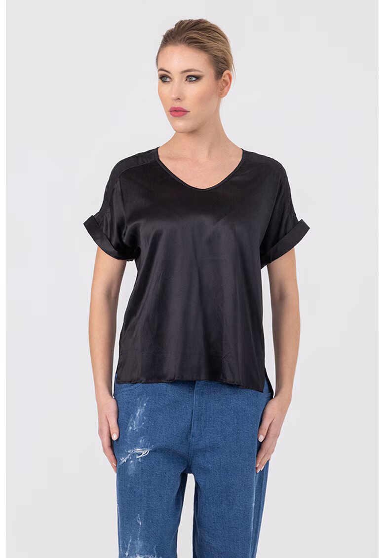 HELENE GALWAS Tricou din amestec de matase Ava - Negru