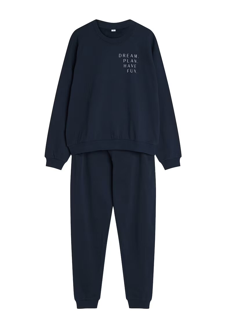 Henderson Compleu dama - bleumarin - bumbac - set bluza si pantalon - Text