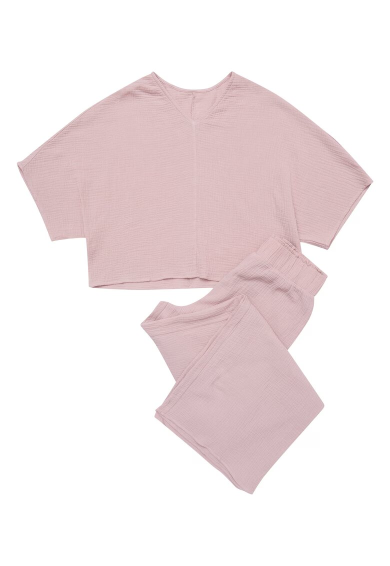 Henderson Pijama dama Fave - roz - bumbac - maneci 3/4 - pantaloni lungi