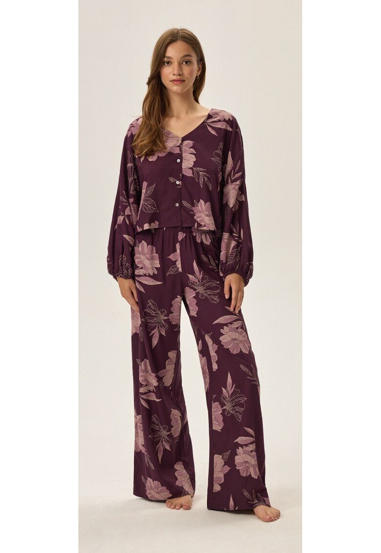 Henderson Pijama dama floral - viscoza - maneca lunga - violet - Floral
