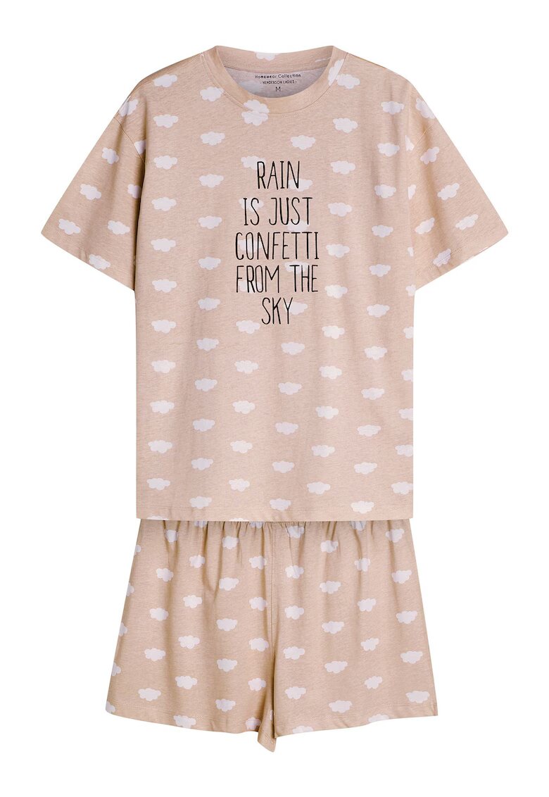 Henderson Pijama dama - Nubes - bej nisip - bumbac - maneca scurta - pantaloni scurti