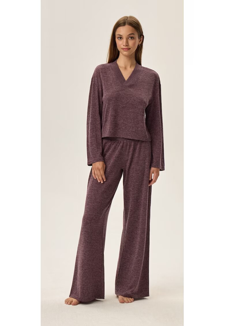 Henderson Pijamale dama - violet - material tricotat din viscoza - decolteu in V - lungi