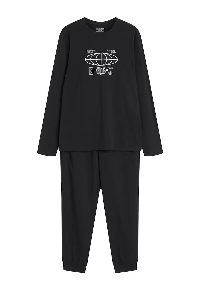 Henderson Pijamale pentru barbati - Loger - bumbac - imprimeu original - negru - Negru