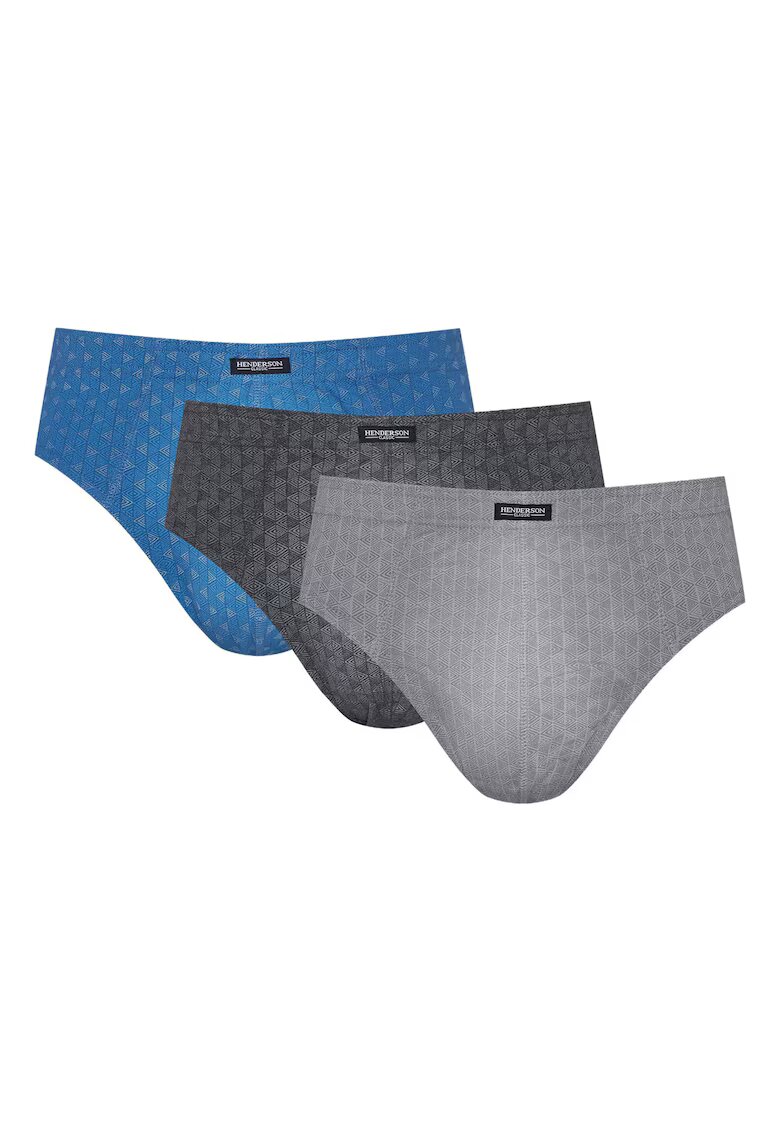 Henderson Set 3 perechi chiloti barbati CLASSIC - Bumbac - Albastru/Gri