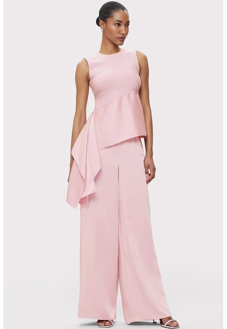 HERVE LEGER Pantaloni largi cu fermoar la spate - Roz