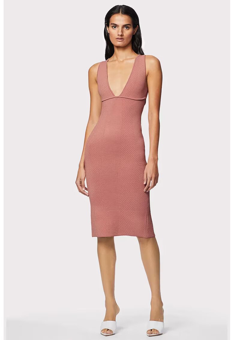 HERVE LEGER Rochie creion cu slit pe partea din spate - Roz
