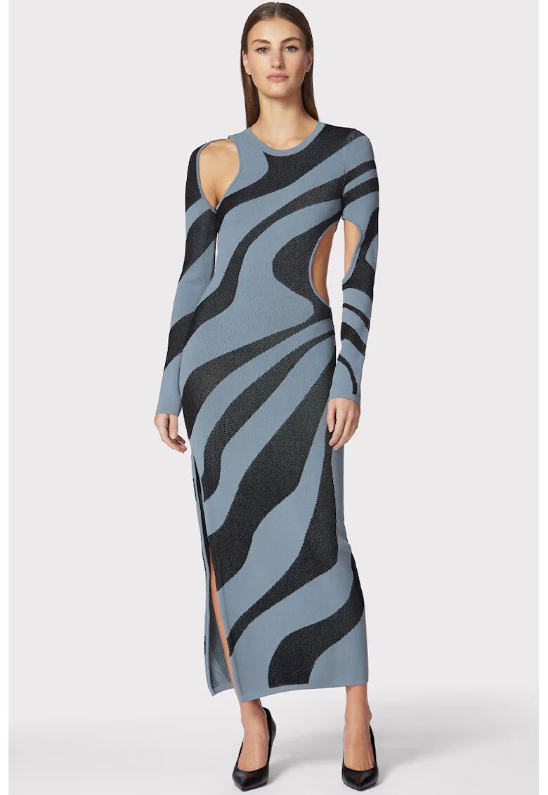 HERVE LEGER Rochie din jacquard dublu tricotat - cu imprimeu abstract - Gri