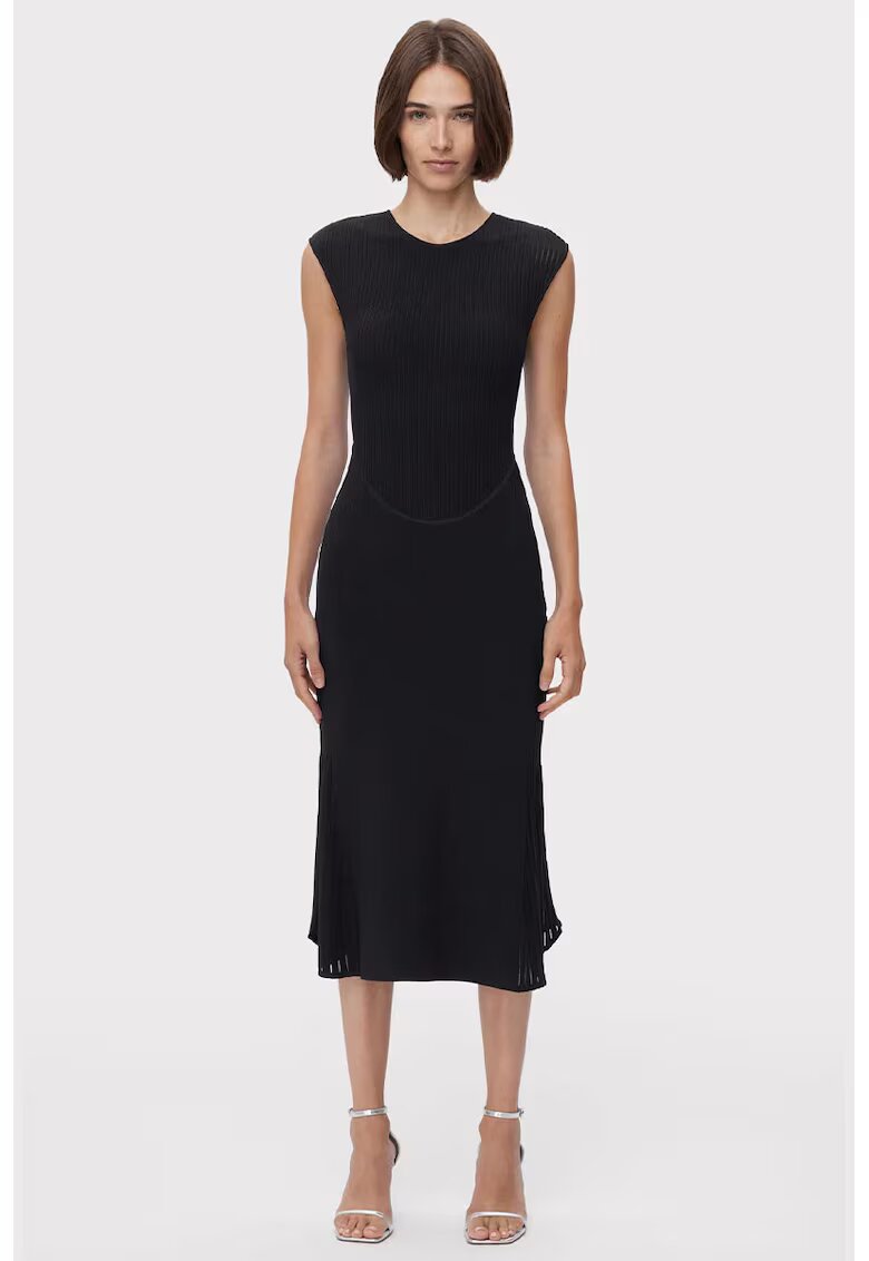 HERVE LEGER Rochie midi fara maneci si decolteu rotund - Negru