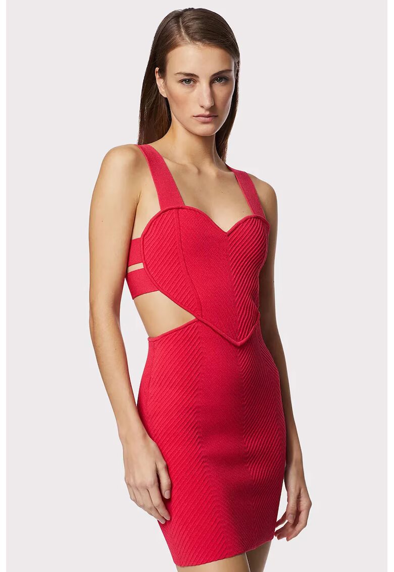 HERVE LEGER Rochie mini cambrata - cu detaliu in forma de inima - Rosu