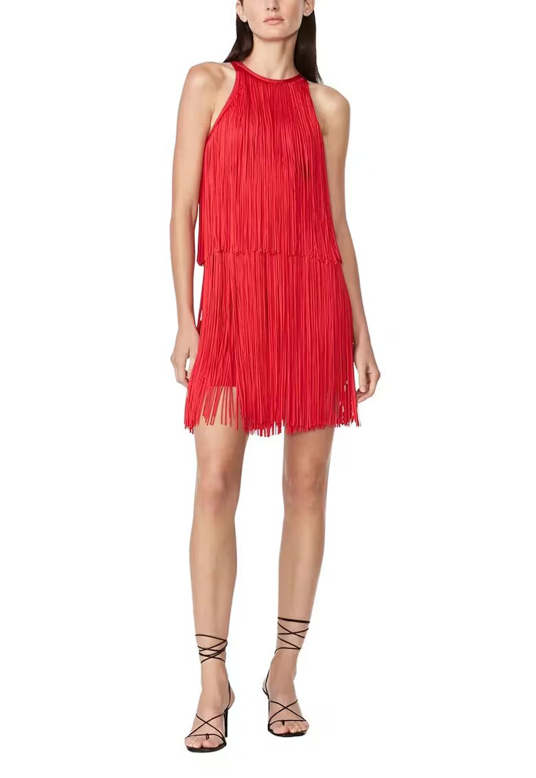 HERVE LEGER Rochie mini cu franjuri - Rosu