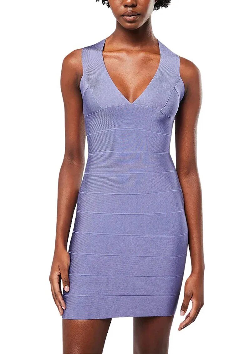 HERVE LEGER Rochie mini cu model suprapus - Lila