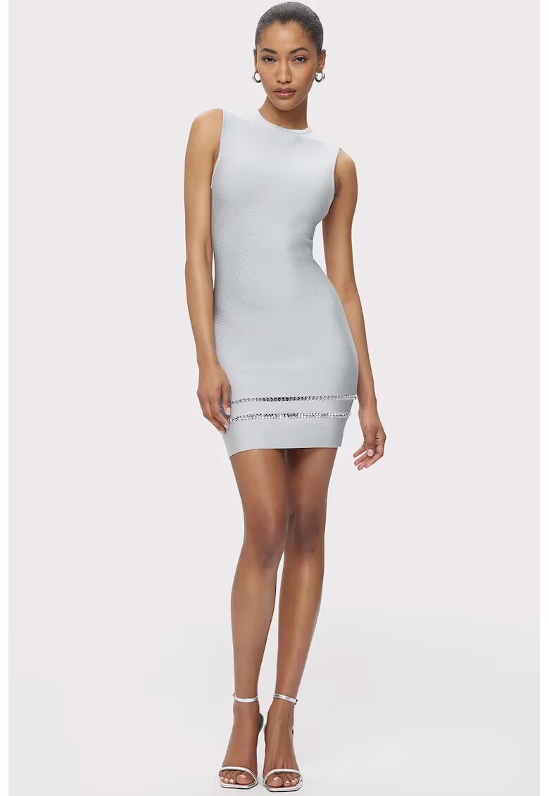 HERVE LEGER Rochie mini fara maneci care accentueaza silueta - Gri