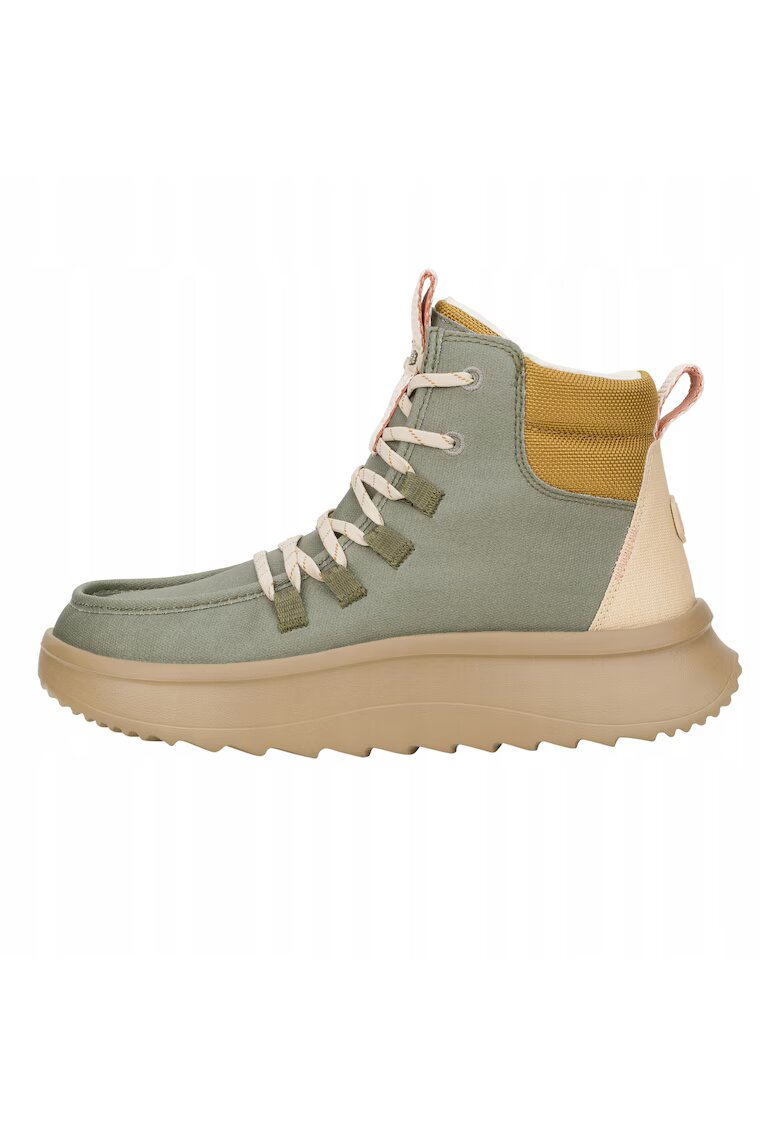 HEYDUDE Ghete Chelsea de piele naturala pentru Femei - Wendy Peak Apres Twill - Verde - Verde