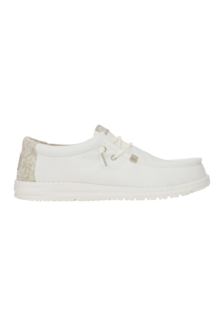 HEYDUDE Mocasini din material textil cu logo - Alb fildes