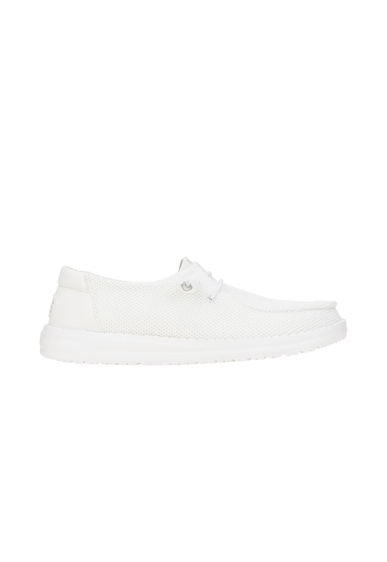 HEYDUDE Pantofi boat uni din material textil - Alb optic