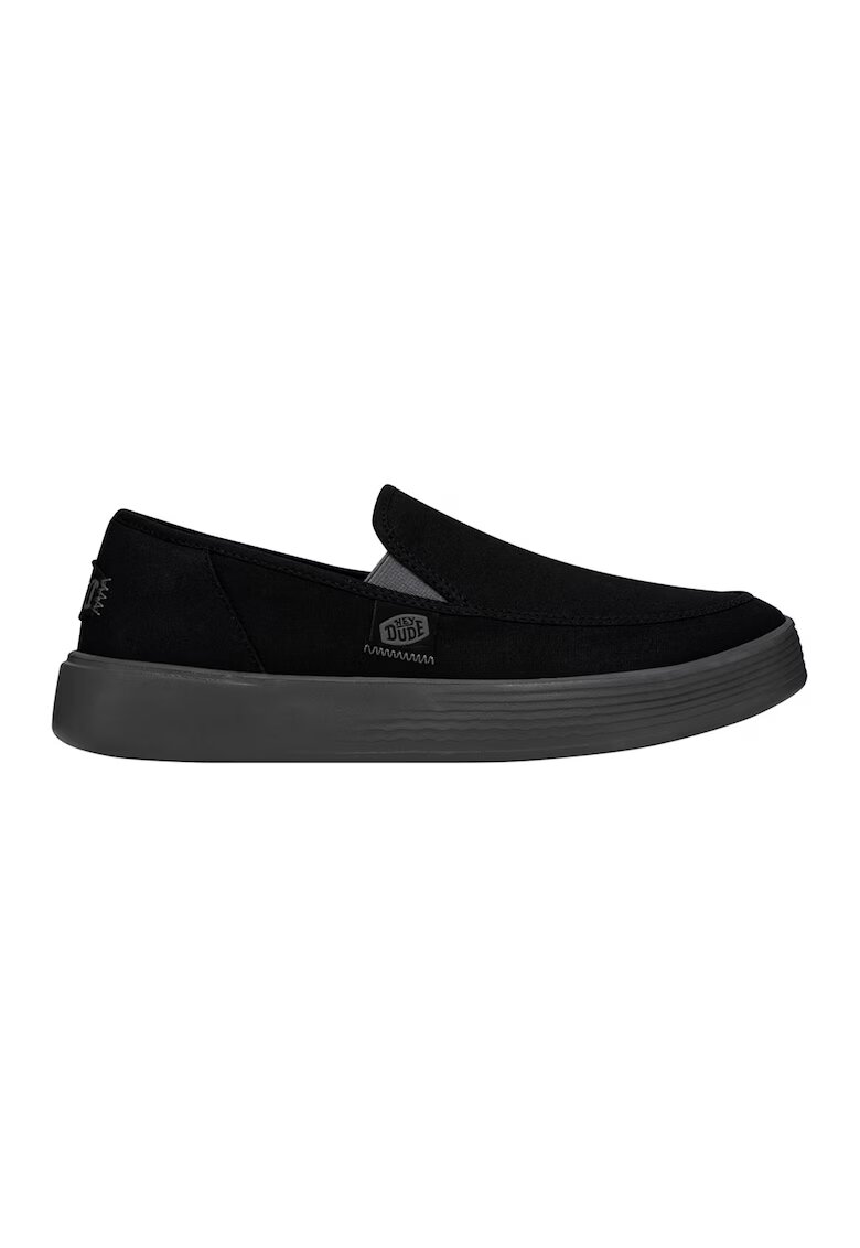 HEYDUDE Pantofi loafer din material textil cu detaliu logo - Negru