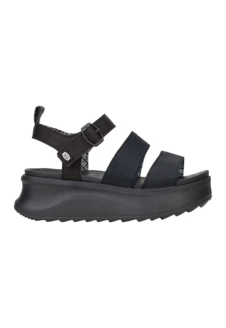 HEYDUDE Sandale cu talpa wedge si catarama - Negru