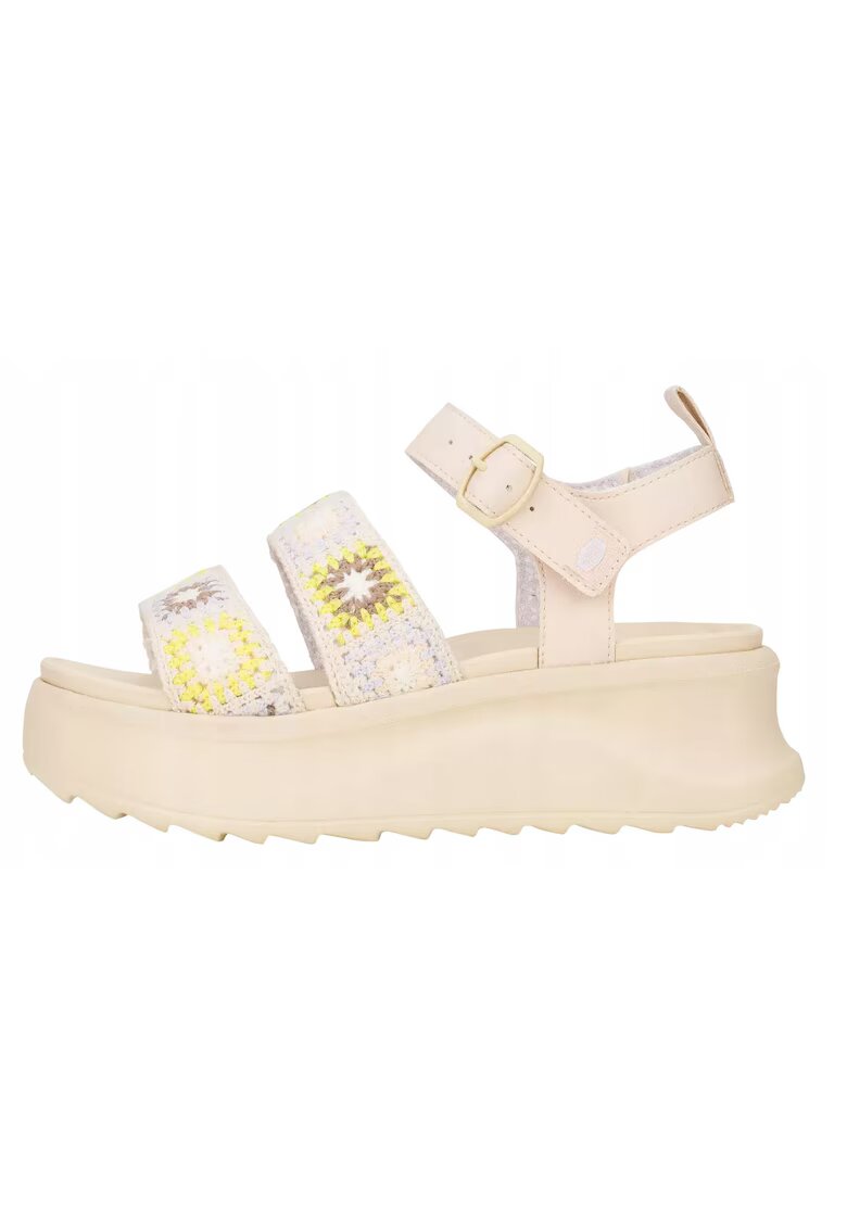 HEYDUDE Sandale din material textil cu talpa wedge - Bej