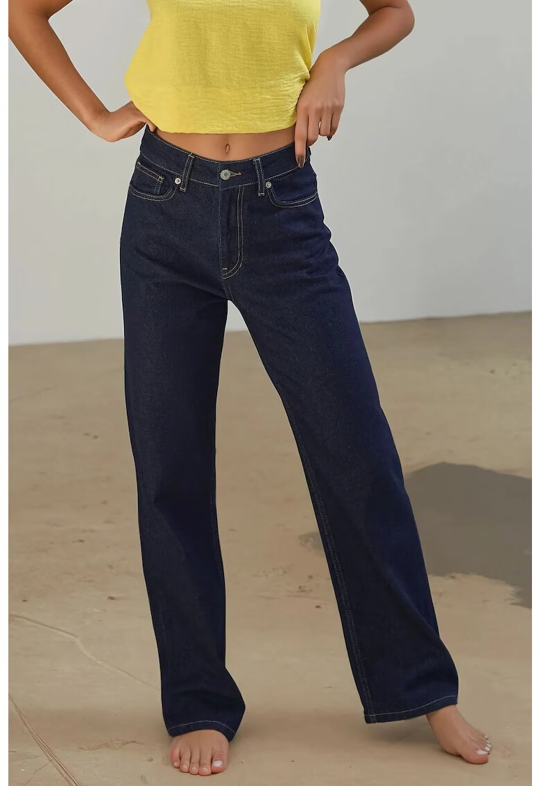 HiCCUP Blugi dama denim - croiala dreapta - albastru inchis