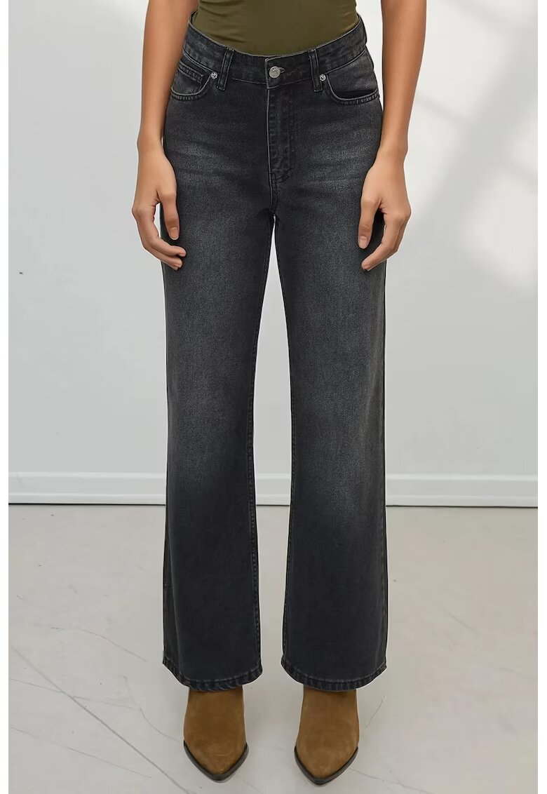 HiCCUP Blugi dama denim - picior drept - negru
