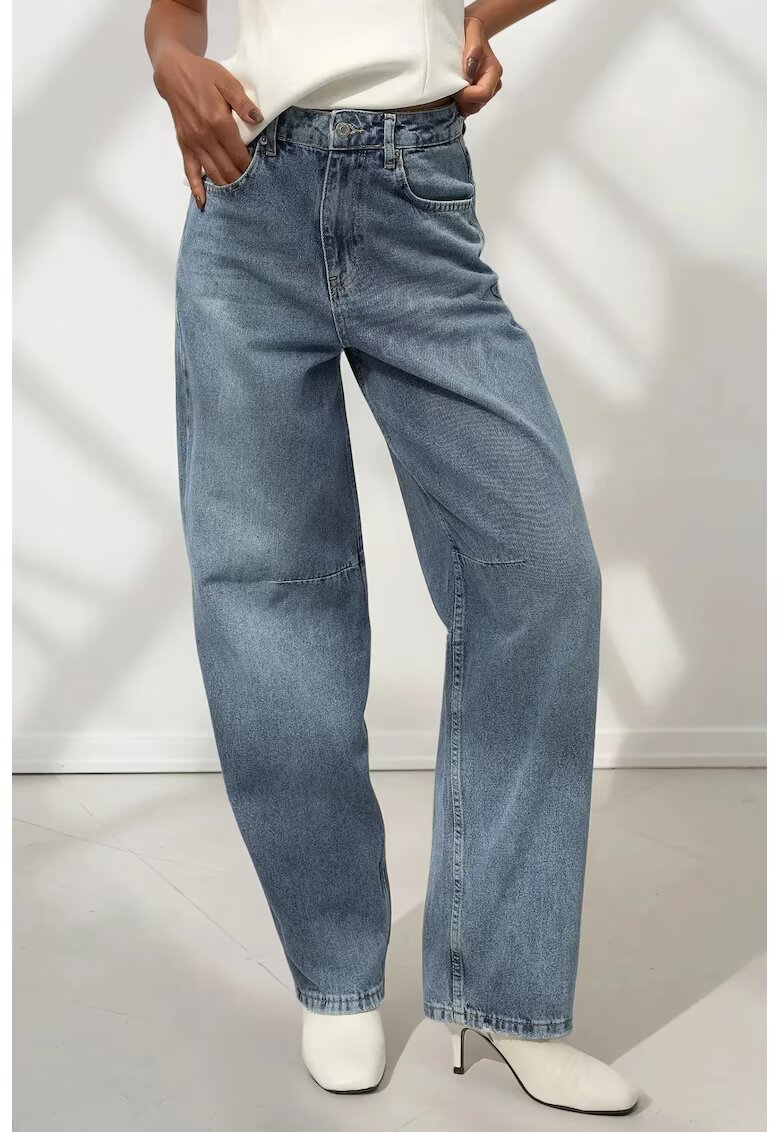 HiCCUP Blugi dama - largi din denim - albastru deschis - croiala baggy