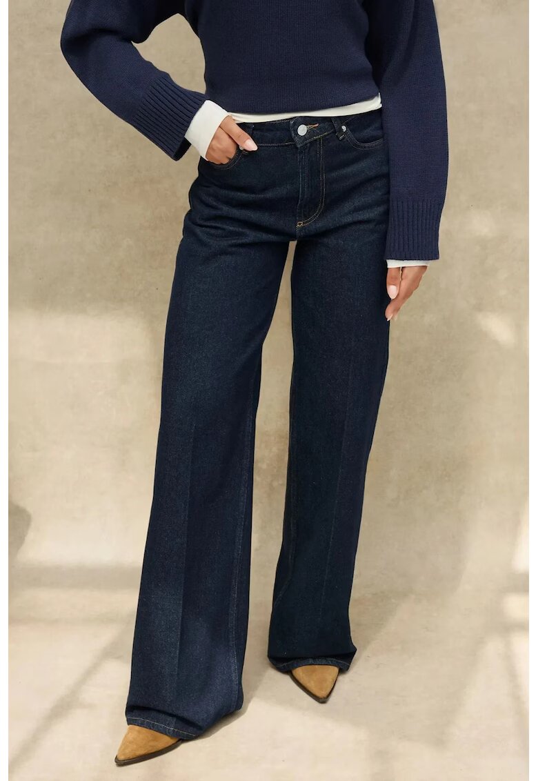 HiCCUP Blugi dama Wide Leg - albastru inchis - denim - talie normala