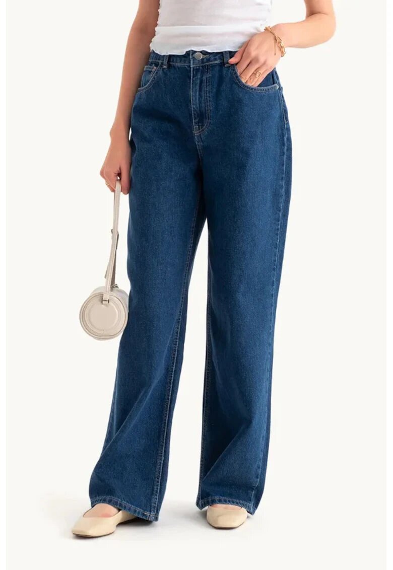 HiCCUP Blugi denim cu talie inalta