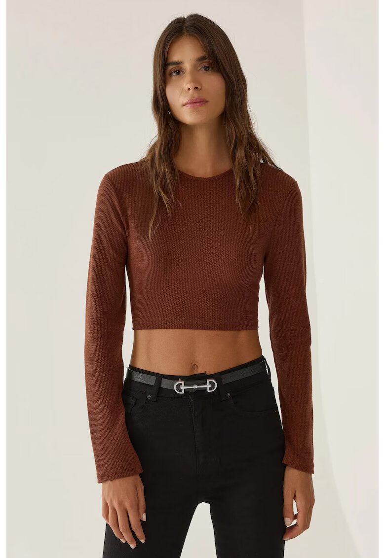 HiCCUP Bluza dama crop slim fit - Maro