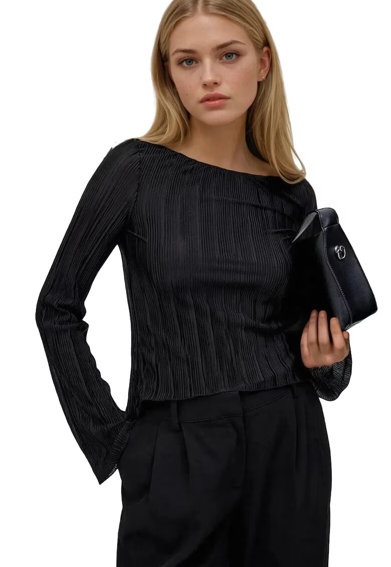 HiCCUP Bluza dama - cu decolteu tip barcuta - maneci lungi - negru - poliester