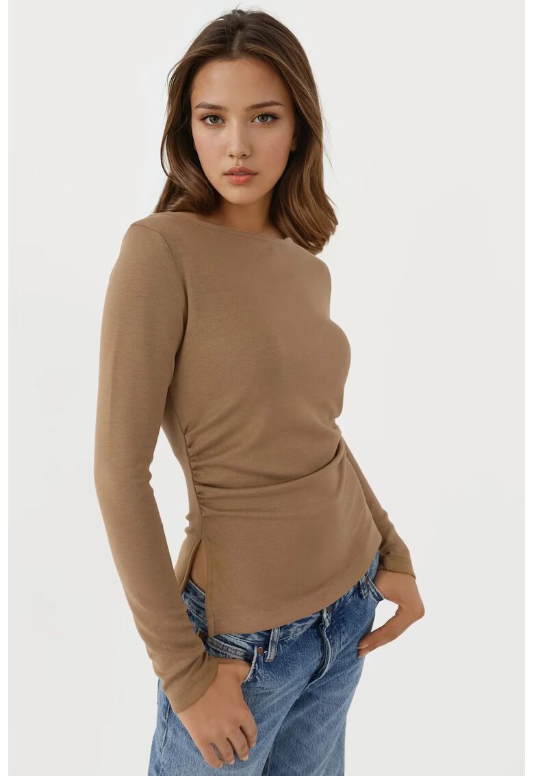 HiCCUP Bluza dama - cu maneca lunga - tricot - bej