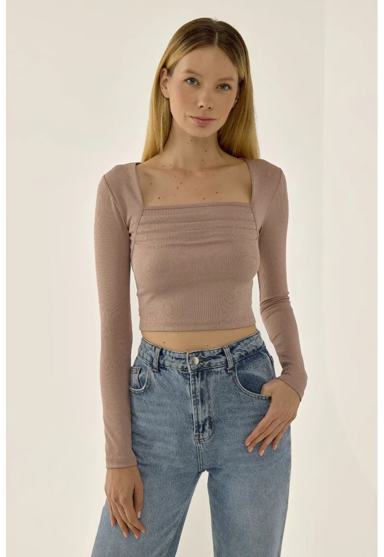 HiCCUP Bluza dama cu volane bej - Natural