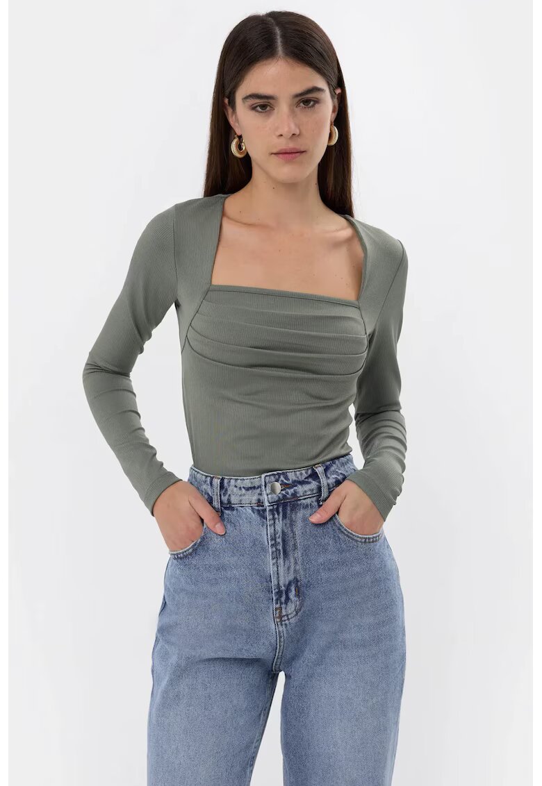HiCCUP Bluza dama cu volane - verde - poliester