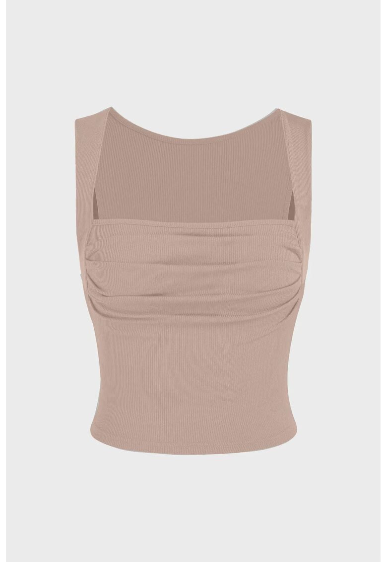HiCCUP Bluza dama - decolteu patrat - pliuri - Maro