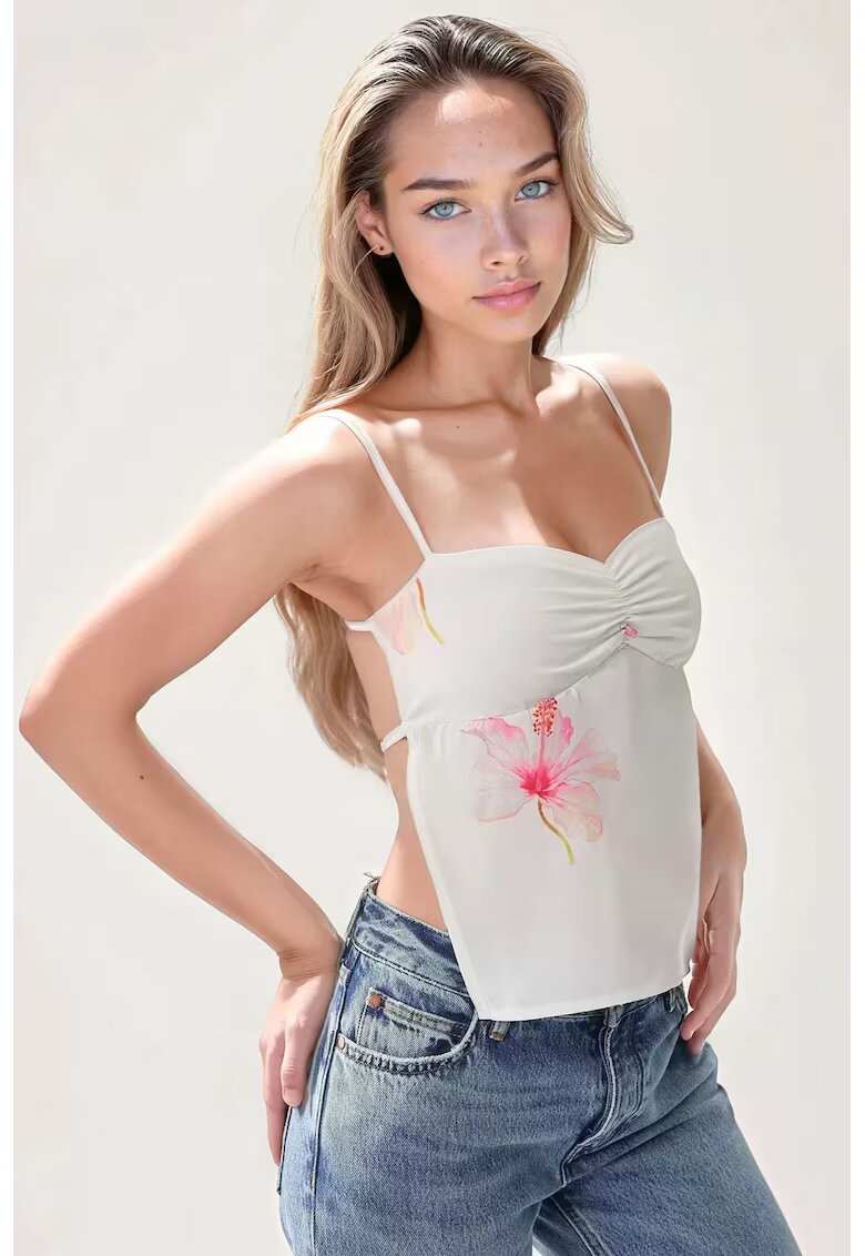 HiCCUP Bluza dama - imprimeu la spate - guler inima - alb - textil