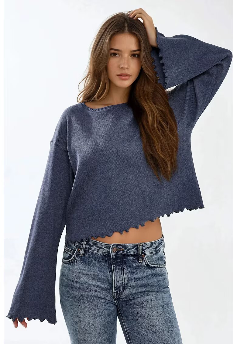 HiCCUP Bluza dama - maneca lunga - bumbac/elastan - bleumarin