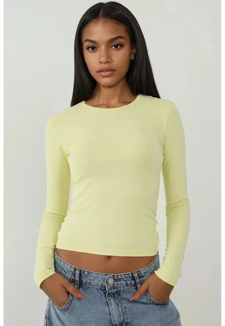 HiCCUP Bluza dama - slim fit - maneca lunga - jerseu - galben