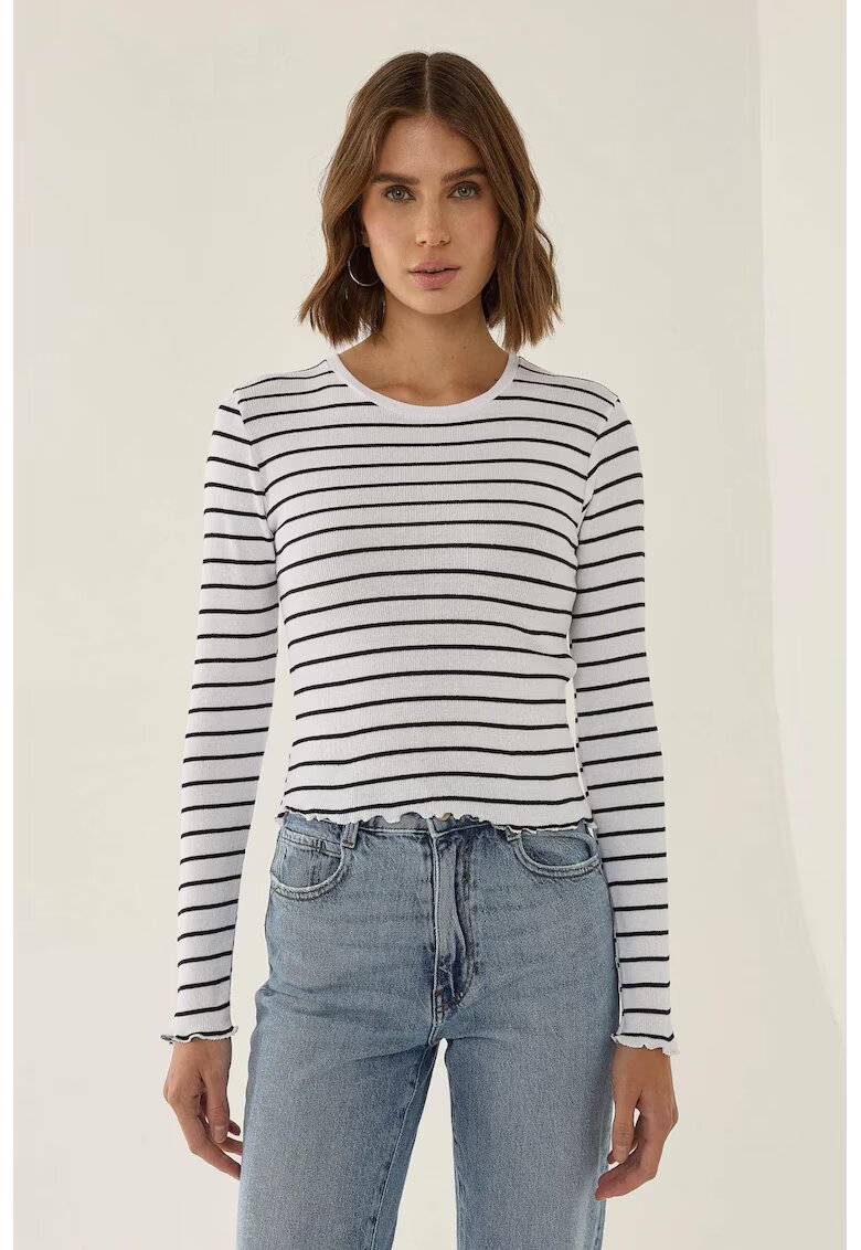 HiCCUP Bluza dama - Top Slim Fit - Alb - Bumbac