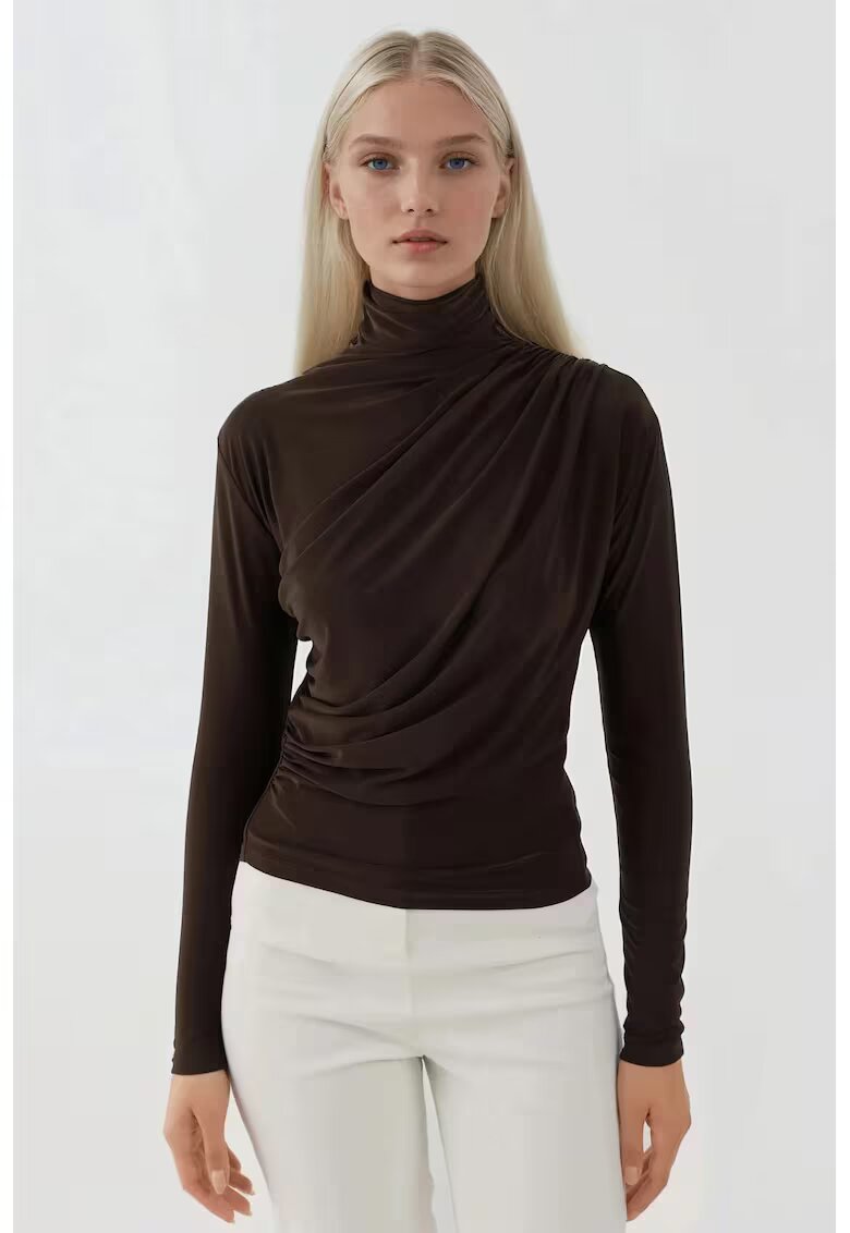 HiCCUP Bluza dama - tricot - maneca lunga - Mocha Brown - Maro